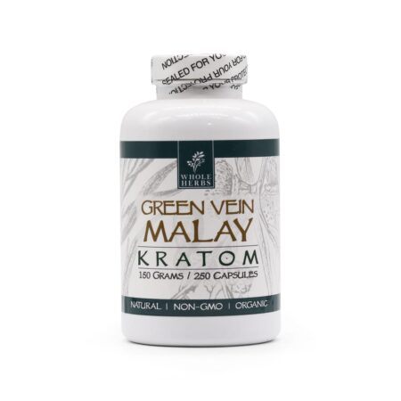 Whole Herbs Kratom Capsules Green Vein Malay 250 Capsules