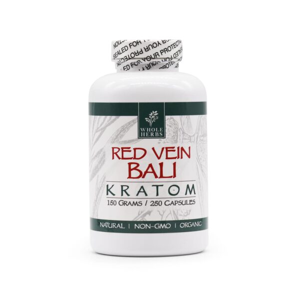 Whole Herbs Kratom Capsules Red Vein Bali 250 Capsules