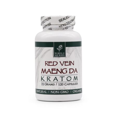 Whole Herbs Kratom Capsules Red Vein Maeng Da 120 Capsules