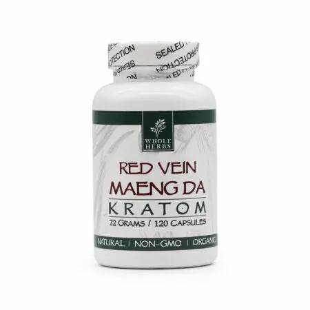 Whole Herbs Kratom Capsules Red Vein Maeng Da 120 Capsules